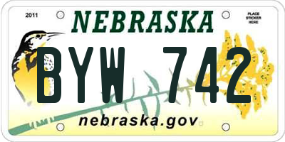 NE license plate BYW742