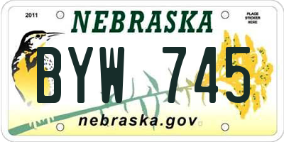 NE license plate BYW745