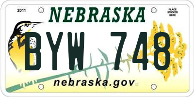 NE license plate BYW748