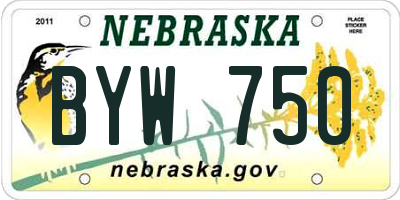 NE license plate BYW750