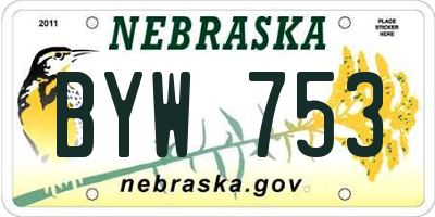 NE license plate BYW753