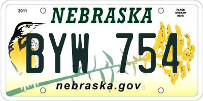 NE license plate BYW754