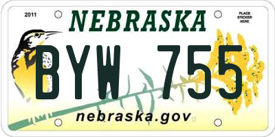 NE license plate BYW755