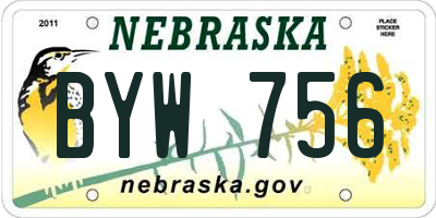 NE license plate BYW756