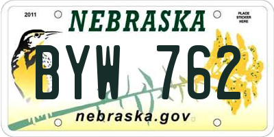 NE license plate BYW762