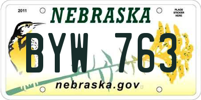 NE license plate BYW763