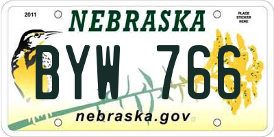 NE license plate BYW766