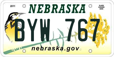 NE license plate BYW767