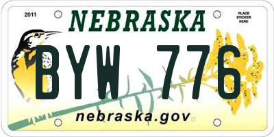 NE license plate BYW776