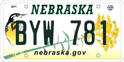 NE license plate BYW781