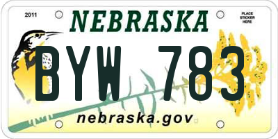 NE license plate BYW783