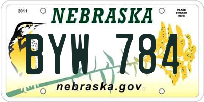 NE license plate BYW784