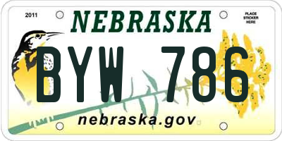 NE license plate BYW786