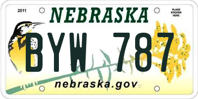 NE license plate BYW787