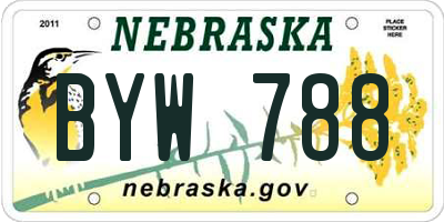 NE license plate BYW788