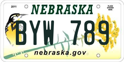 NE license plate BYW789