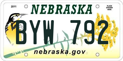 NE license plate BYW792