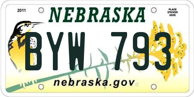 NE license plate BYW793