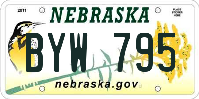 NE license plate BYW795