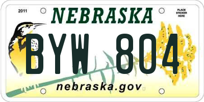 NE license plate BYW804