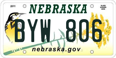 NE license plate BYW806