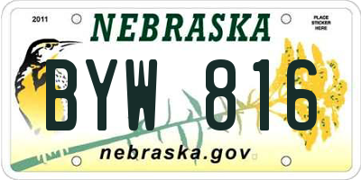 NE license plate BYW816