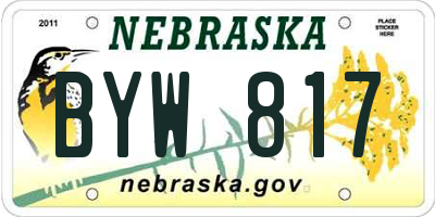 NE license plate BYW817