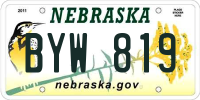 NE license plate BYW819