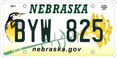 NE license plate BYW825