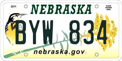 NE license plate BYW834