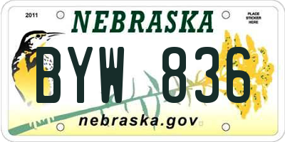 NE license plate BYW836