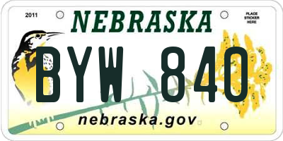 NE license plate BYW840