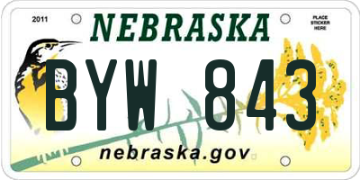 NE license plate BYW843