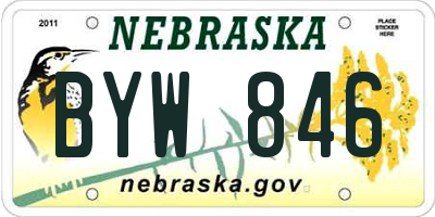 NE license plate BYW846