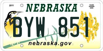 NE license plate BYW851