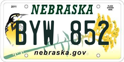 NE license plate BYW852
