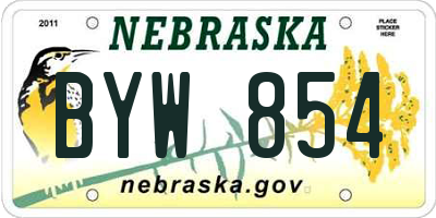 NE license plate BYW854