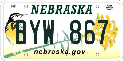 NE license plate BYW867