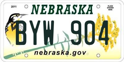 NE license plate BYW904
