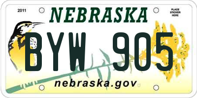 NE license plate BYW905