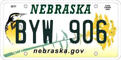 NE license plate BYW906