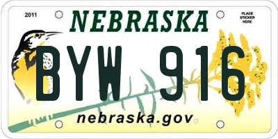 NE license plate BYW916