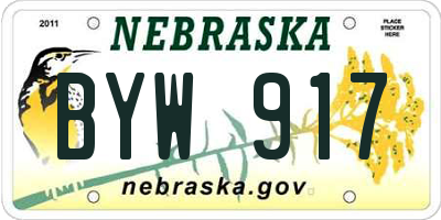 NE license plate BYW917