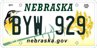 NE license plate BYW929