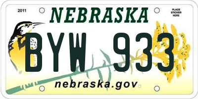 NE license plate BYW933