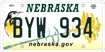 NE license plate BYW934