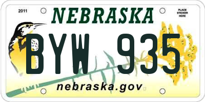 NE license plate BYW935