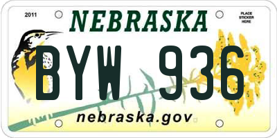 NE license plate BYW936