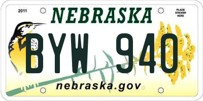 NE license plate BYW940
