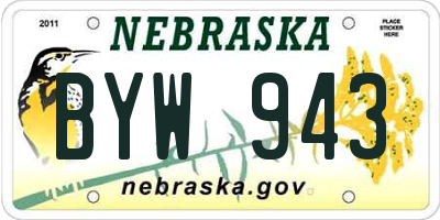 NE license plate BYW943